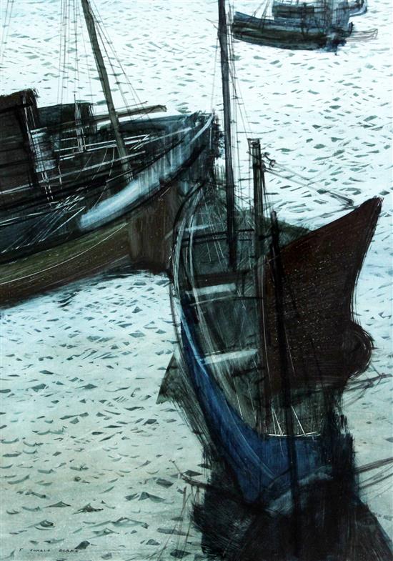 Frederick Donald Blake (1908-1997) Fishing boats in harbour, 18.5 x 13.5in.